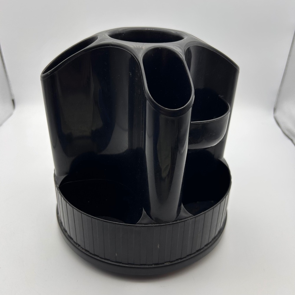 Vintage SDI Black Rotating Desk Organizer Oxford Design Multi Compartment Caddy